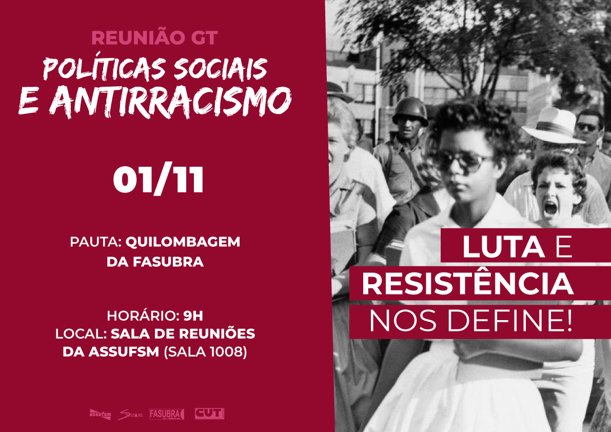 GT Políticas Sociais e Antirracismo se reúne na próxima
