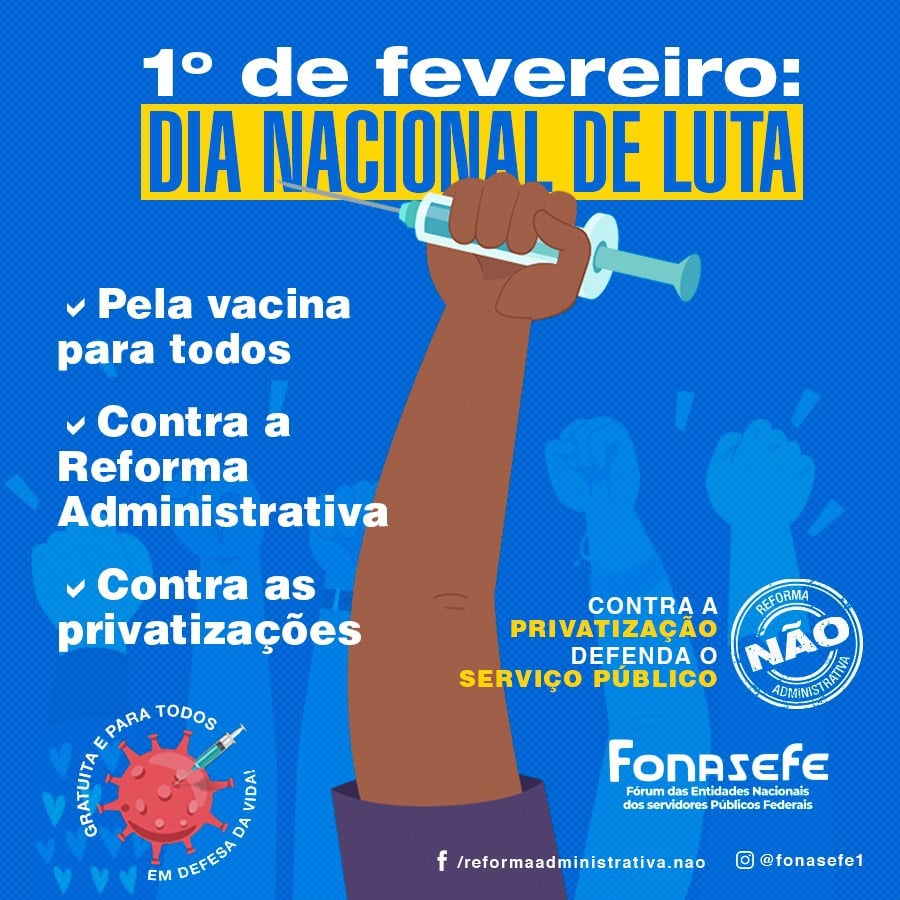 Dia Nacional de Luta ocorrerá em 1º de fevereiro
