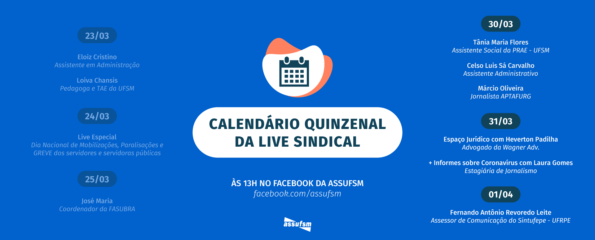 Confira o calendário de Lives Sindicais para a próxima semana