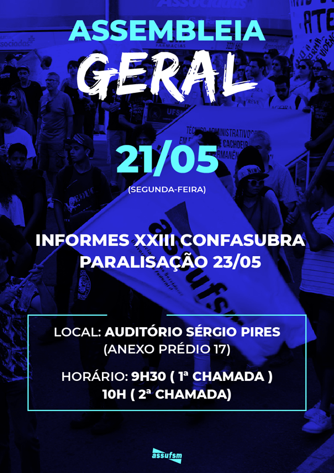 Assufsm realiza assembleia na próxima segunda-feira, 21