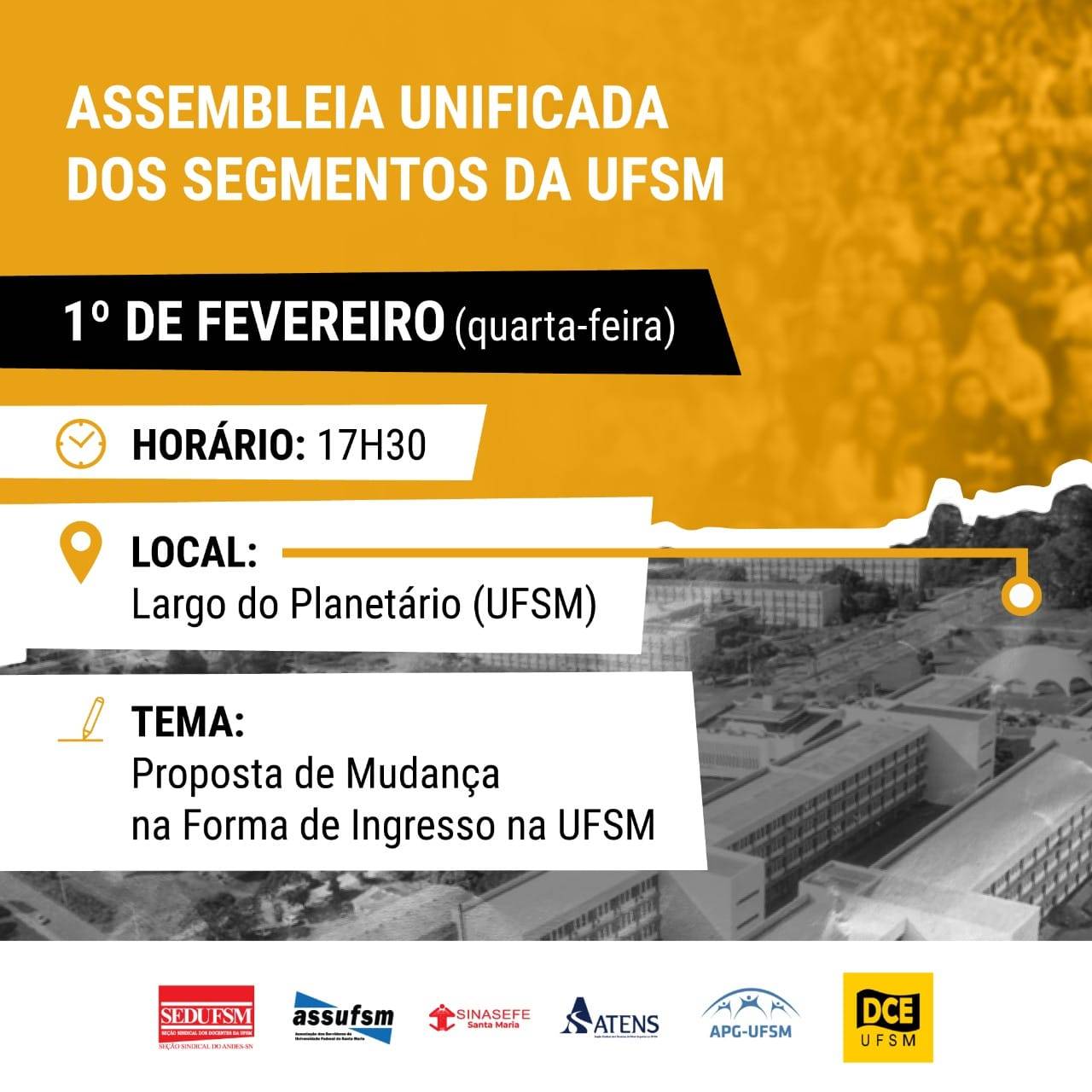 Entidades Sindicais e Movimento Estudantil convocam para Assembleia Unificada nessa quarta