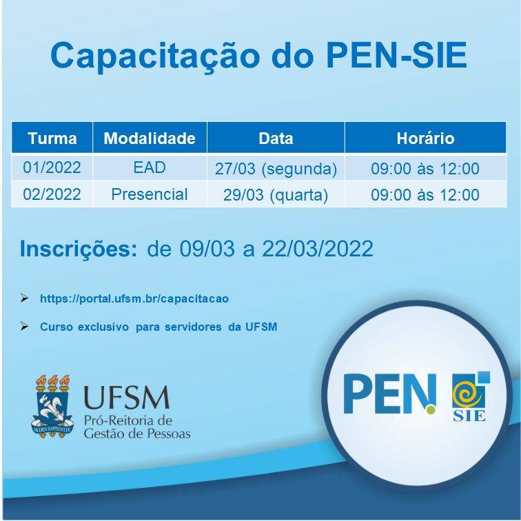 Inscrições abertas para Capacitação do PEN-SIE estão abertas