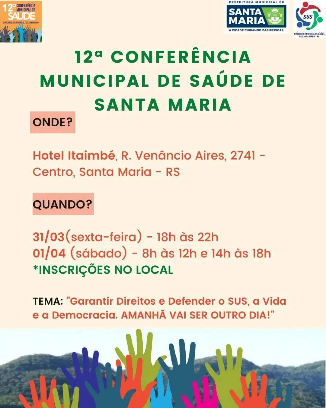 12ª Conferência Municipal de Saúde acontece nesse final de semana, em Santa Maria