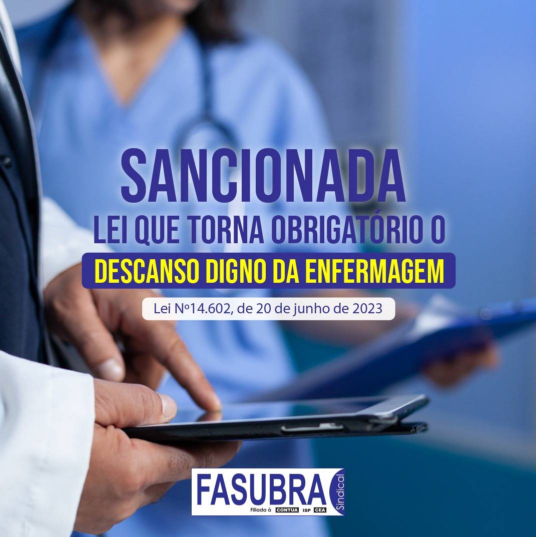 Sancionada lei que torna obrigatório o descanso digno da enfermagem