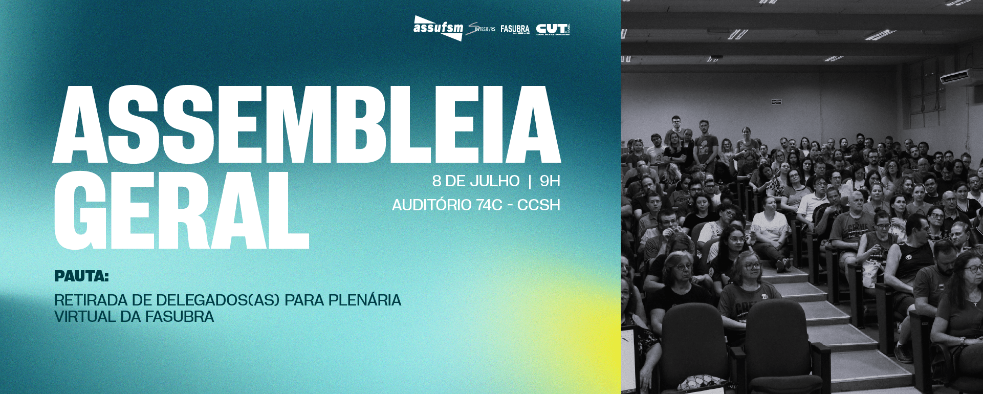 Assembleia Geral da Assufsm será no dia 8 de julho, às 9h