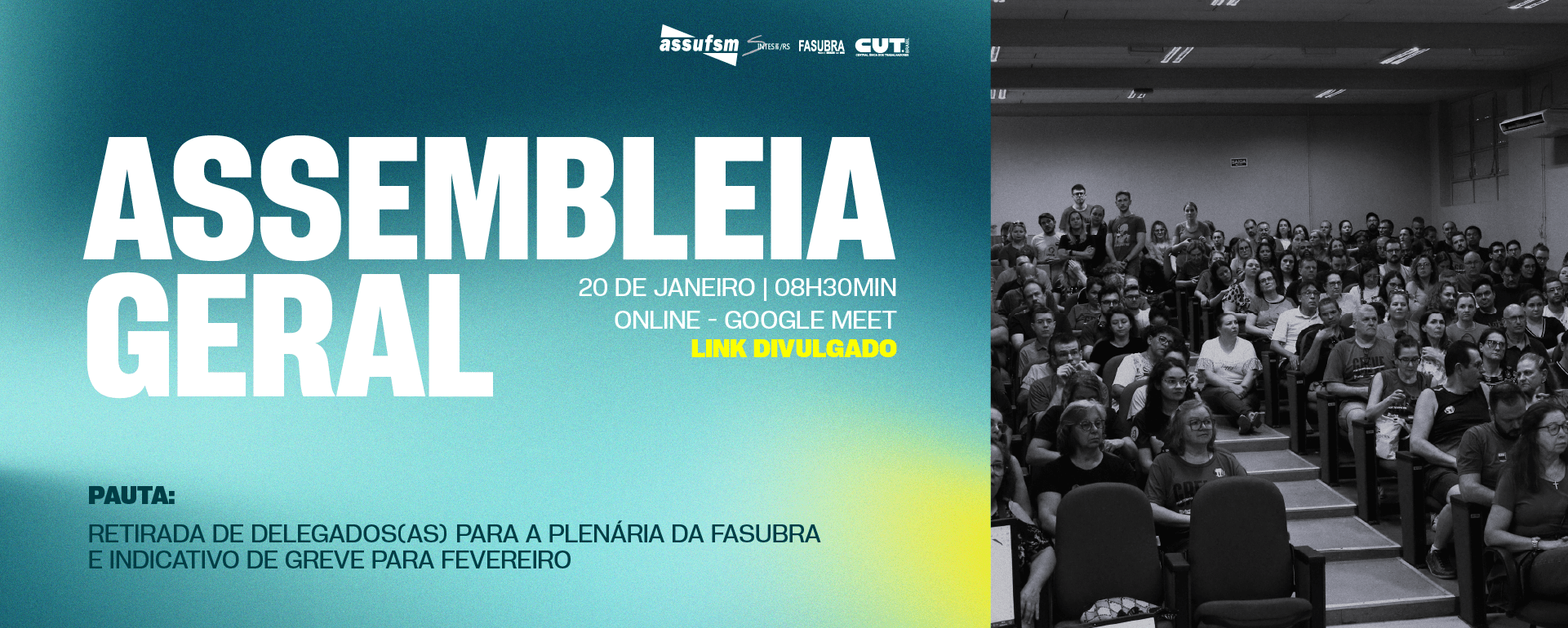 Assembleia Geral Virtual da Assufsm começará em instantes e o link já está disponível