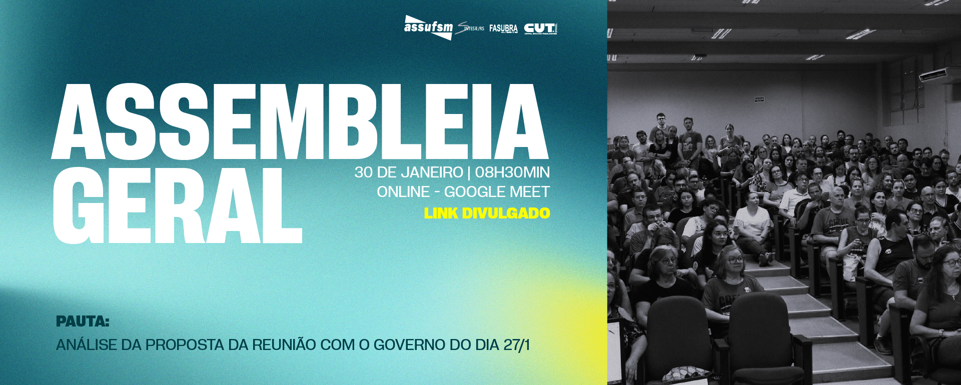 Assembleia Geral Virtual da Assufsm começará em instantes e o link já está disponível