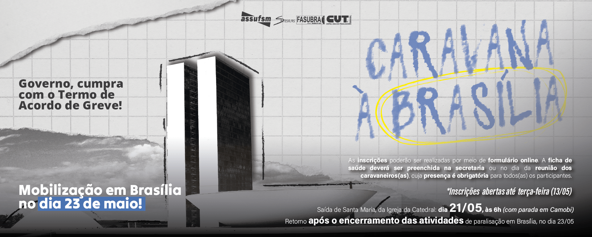 ATENÇÃO, TAE: A DATA DA CARAVANA À BRASÍLIA FOI ALTERADA!