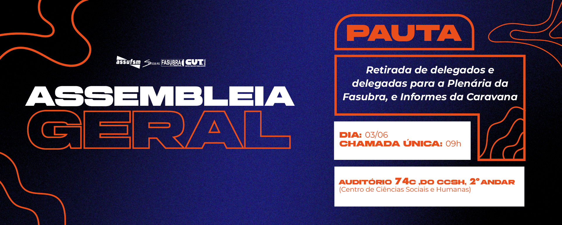 Assembleia Geral da Assufsm será no dia 3 de junho, às 9h