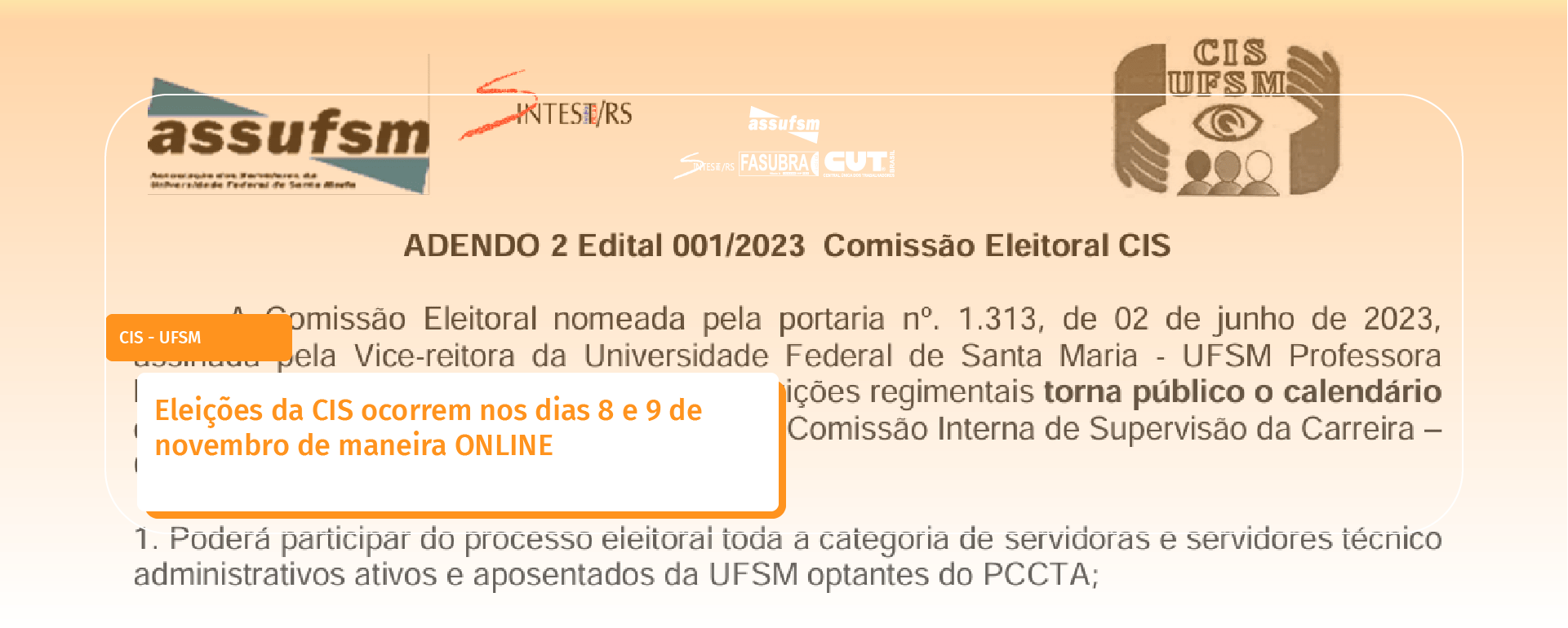 Eleições da CIS ocorrem nos dias 8 e 9 de novembro de maneira ONLINE