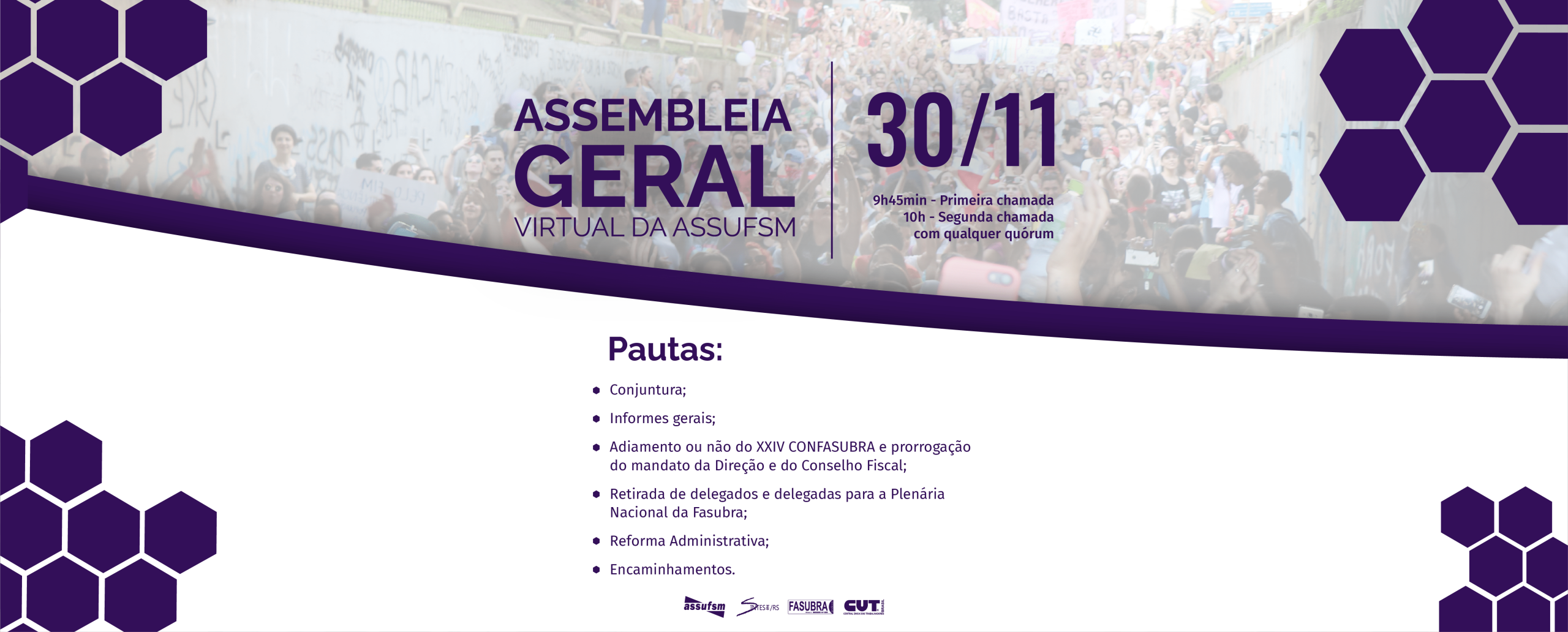 ATENÇÃO: Assembleia Geral Virtual da Assufsm será segunda (30)