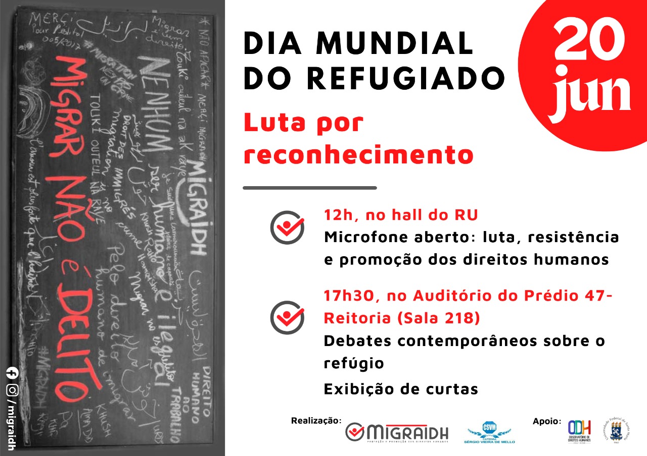 MIGRAIDH UFSM convida para ato no Dia Mundial do Refugiado(a)