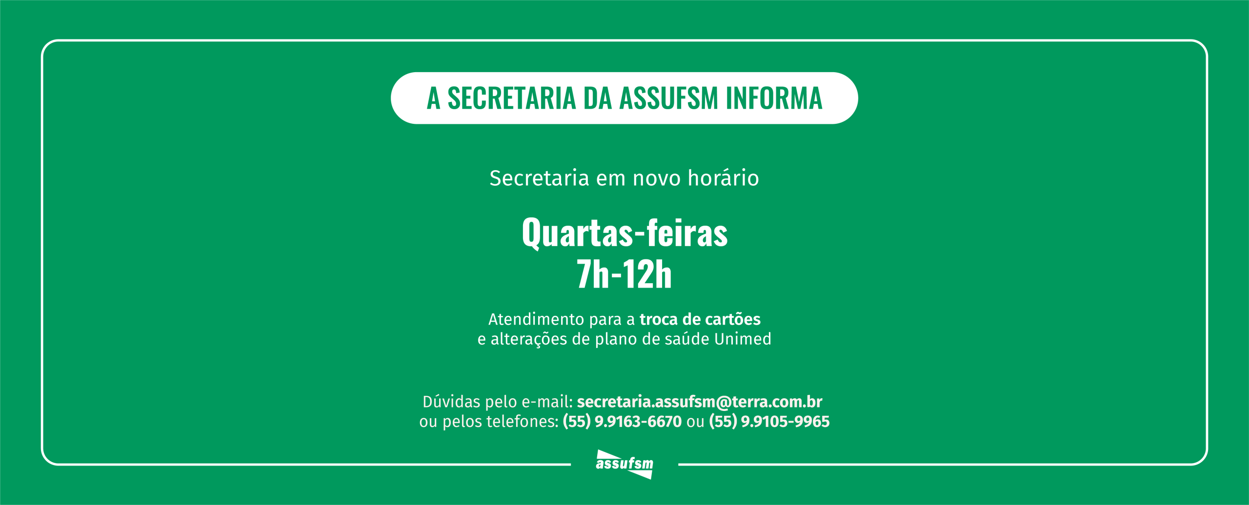 BANDEIRA LARANJA: Atendimentos presenciais na Secretaria da Assufsm não precisam de agendamento