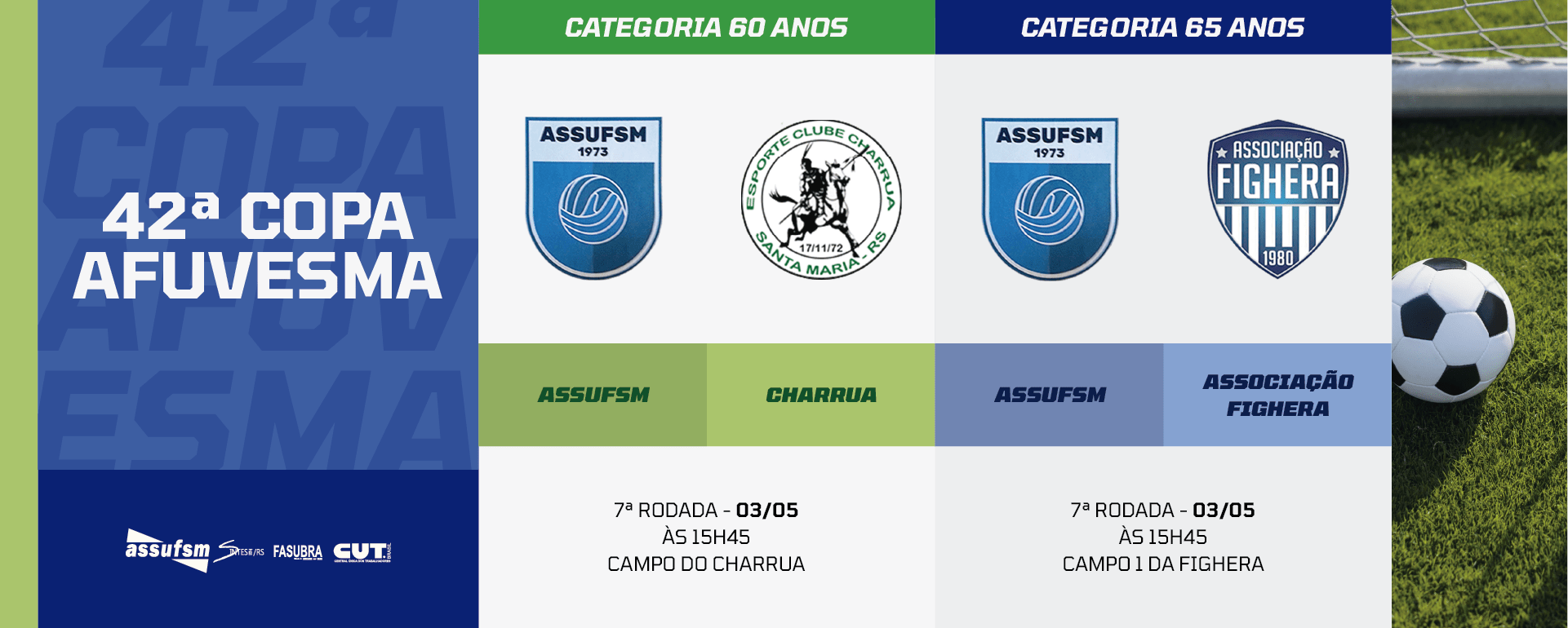 Futebol: confira os jogos das categorias 60 e 65 anos da Assufsm na Copa AFUVESMA 2025
