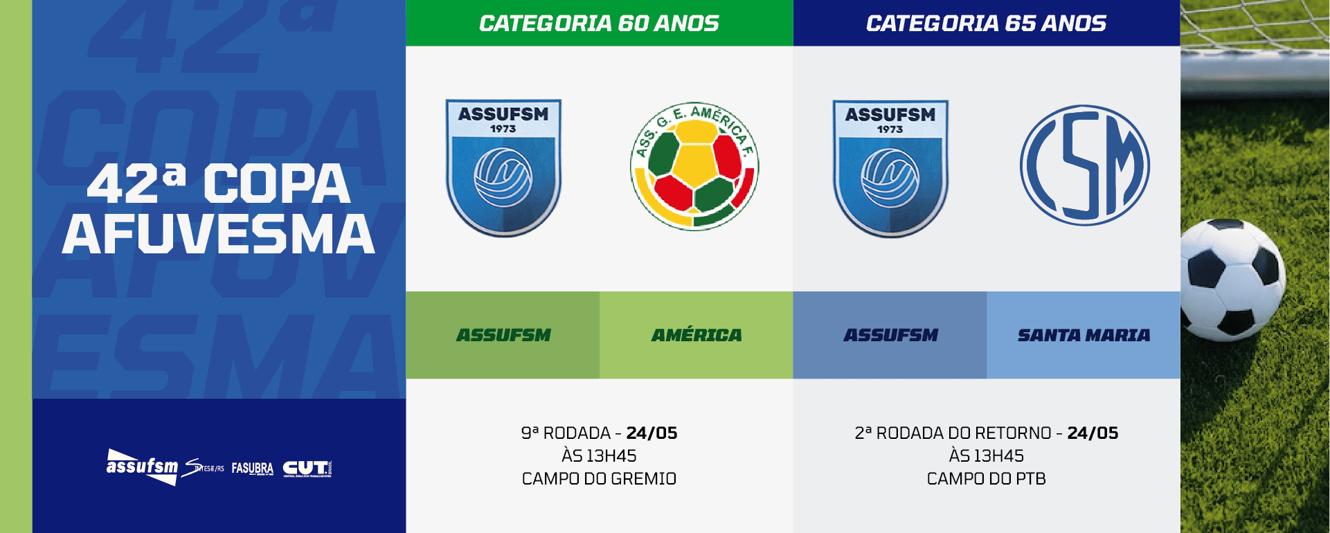 Futebol: confira os jogos das categorias 60 e 65 anos da Assufsm na Copa AFUVESMA 2025