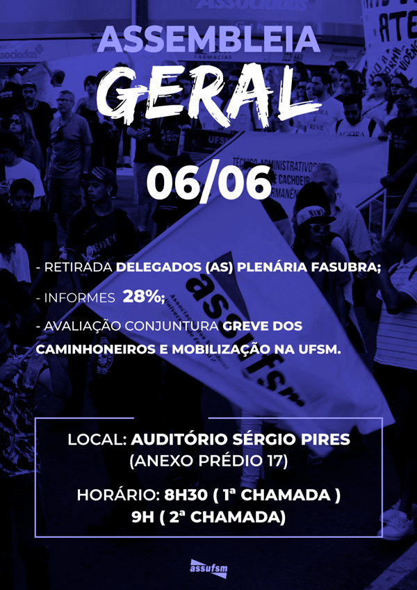 Assembleia da próxima quarta, 06, escolhe representantes para Plenária da Fasubra