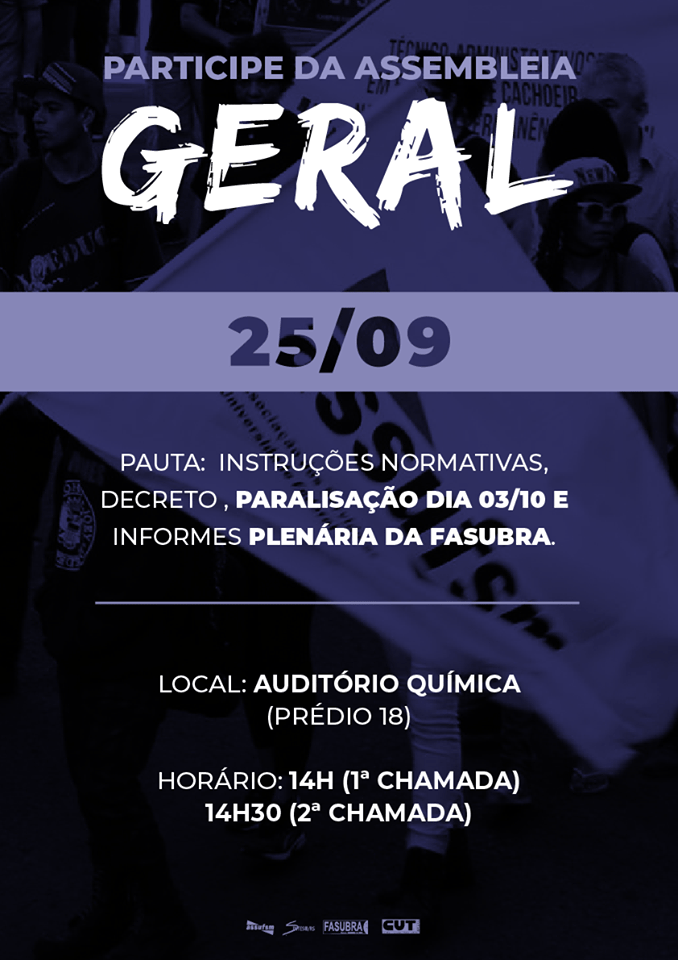 Assembleia Geral da Assufsm irá discutir paralisação de 03/10