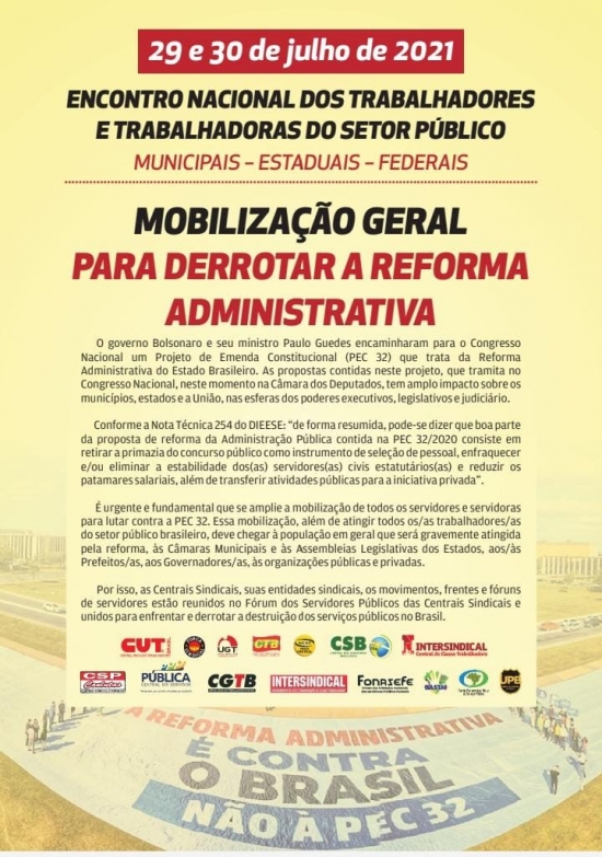 Servidores e Servidoras das 3 esferas se unem contra PEC 32