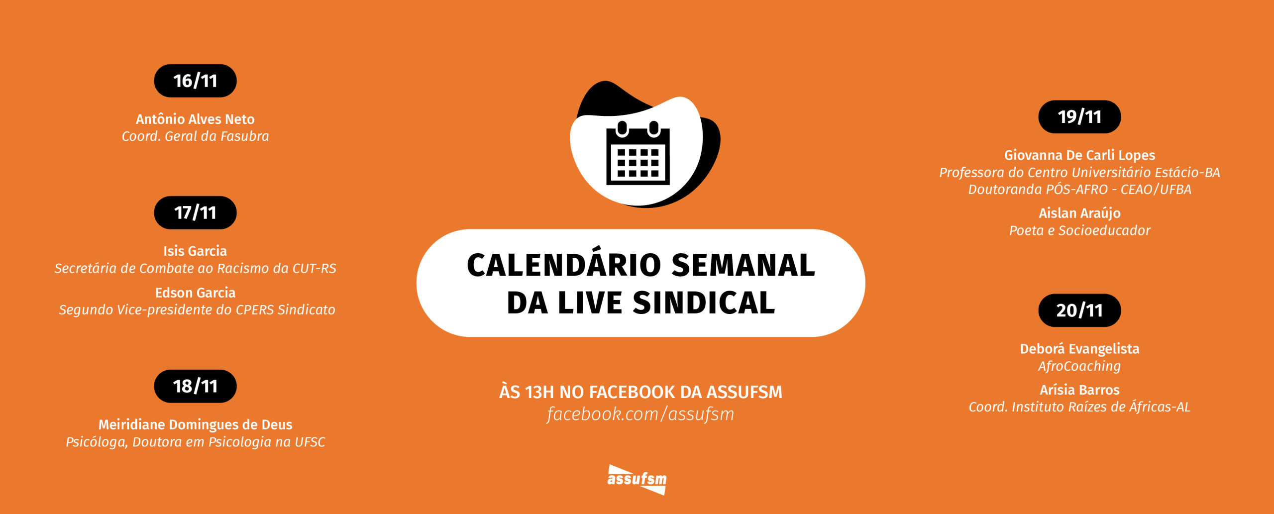 Confira a agenda de Lives Sindicais na Semana da Consciência Negra da Assufsm
