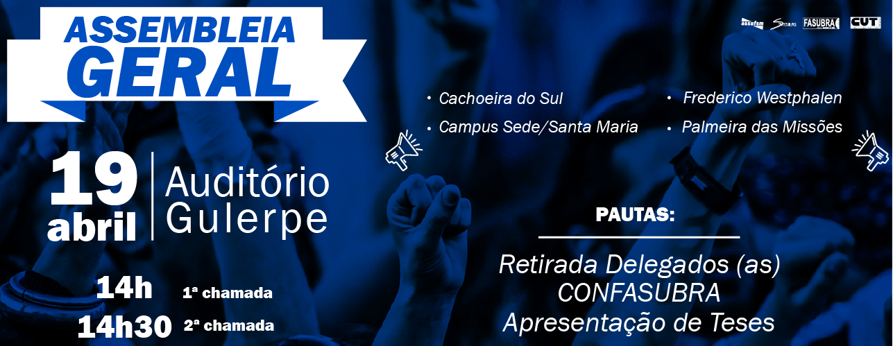 Assembleia que irá retirar delegados (as) para o Confasubra acontece nesta quinta-feira, 19