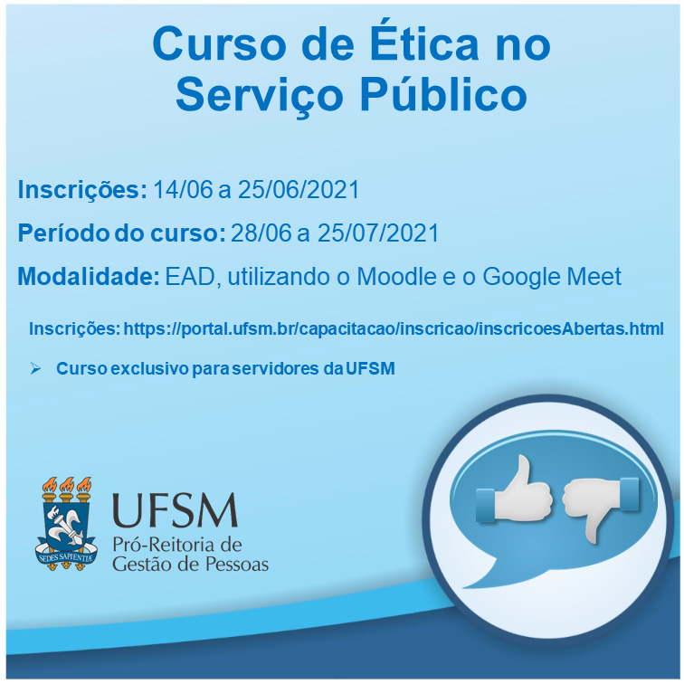 Curso de Ética no Serviço Público está com inscrições abertas para TAEs da UFSM