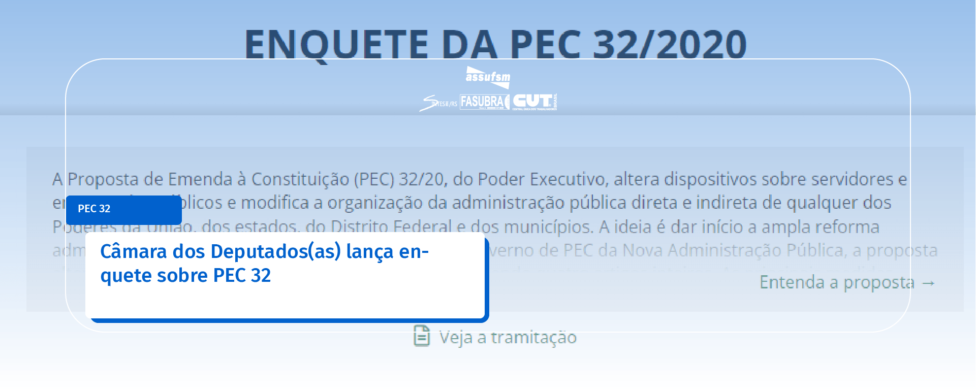 Câmara dos Deputados(as) lança enquete sobre PEC 32