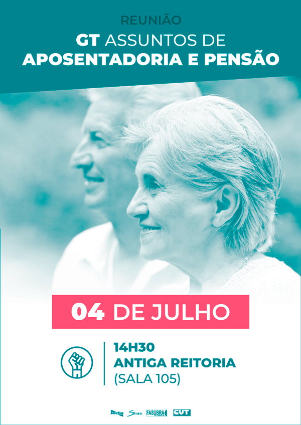 GT Aposentados se reúne na próxima quarta-feira, 04