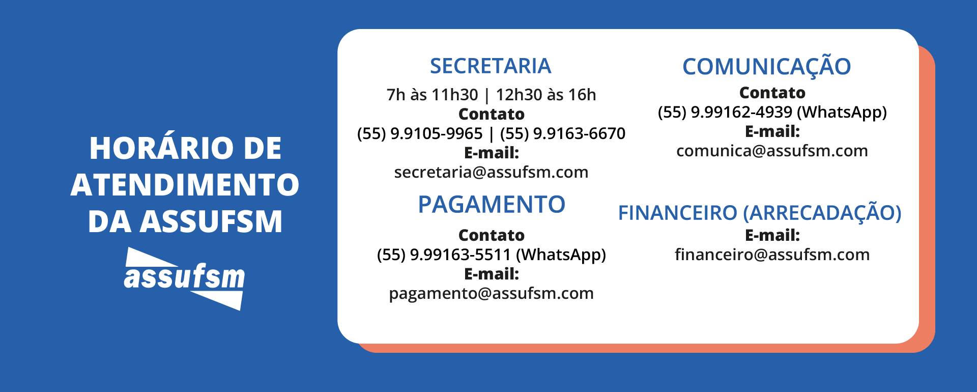 Atente-se aos horários e contatos da Secretaria a partir de segunda-feira (03)