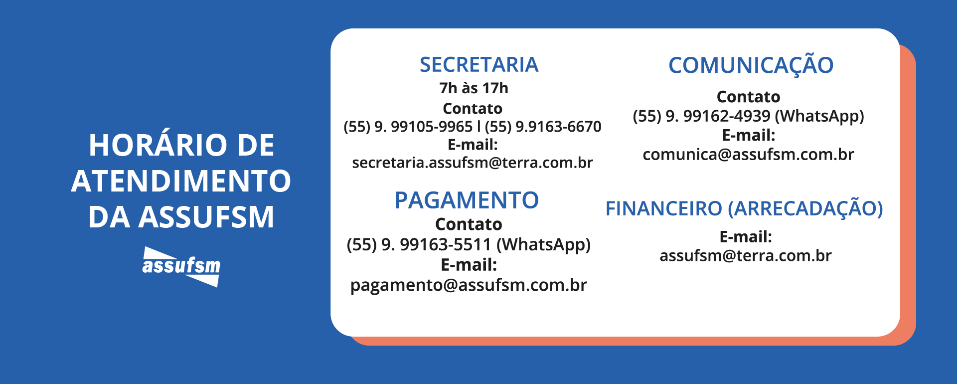 Secretaria da Assufsm retoma atendimento em horário padrão