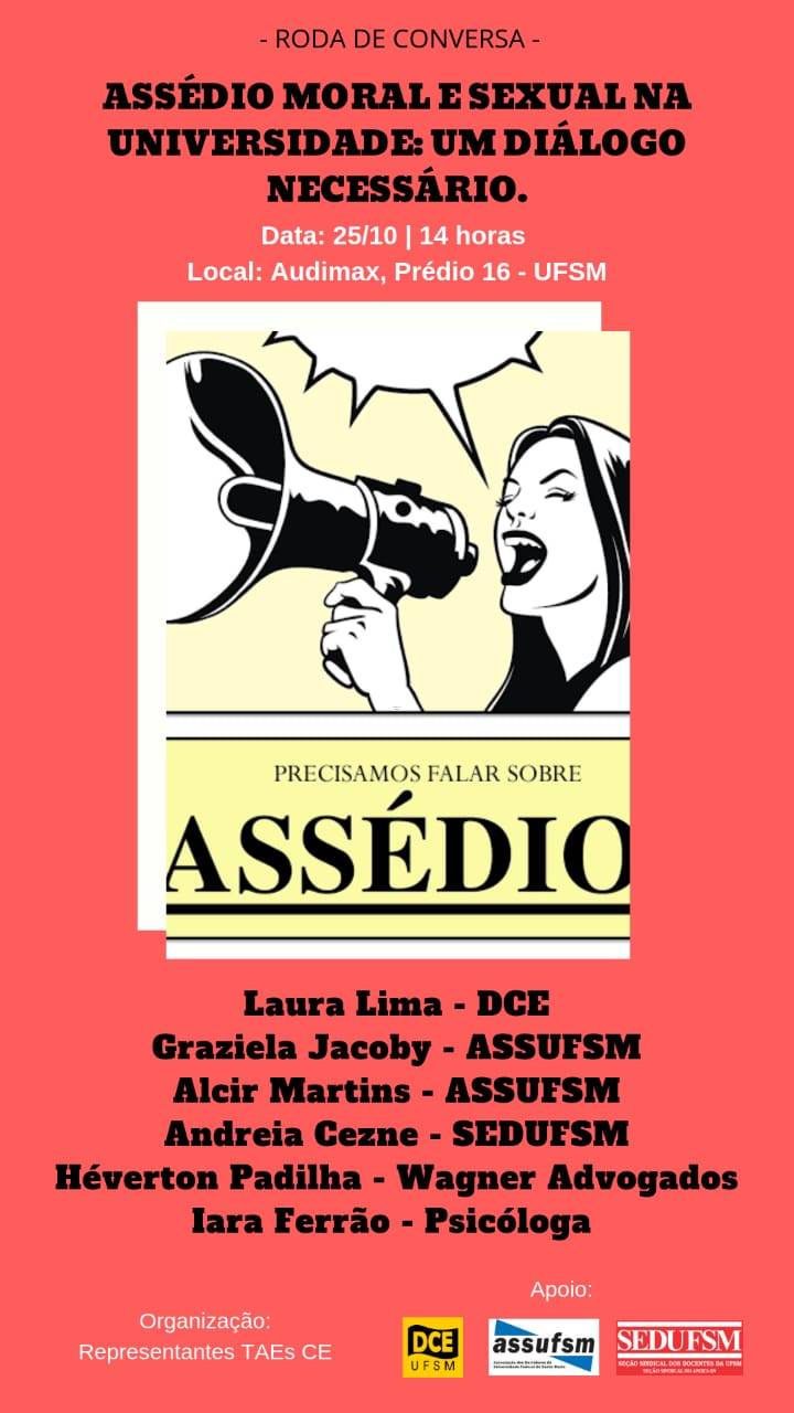 TAEs do Centro de Educação organizam roda de conversa sobre assédios nas Universidades