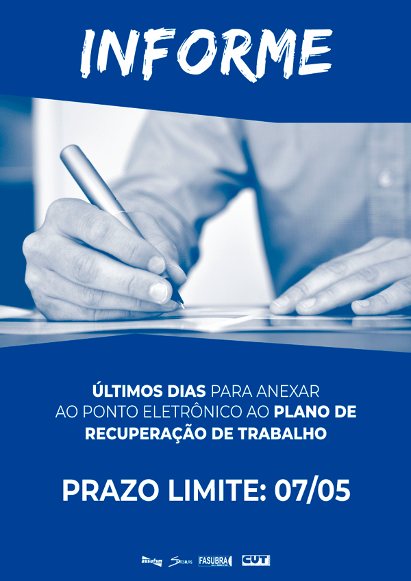 Últimos dias para a anexar o Plano de Recuperação de Trabalho