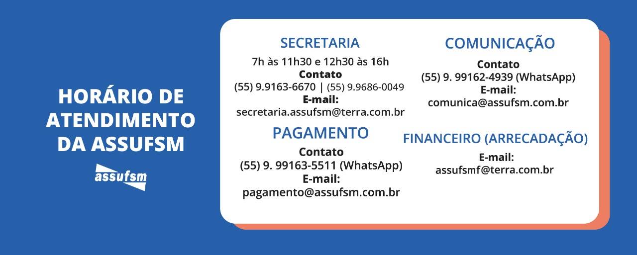 ATENÇÃO TAE: Secretaria da Assufsm atende em novo horário