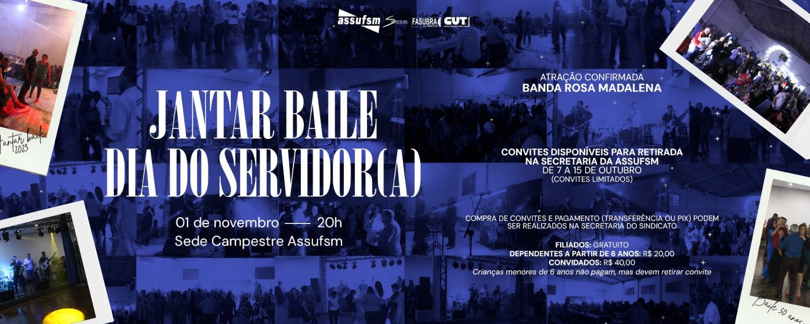 Assufsm promove Jantar Baile do(a) Servidor(a) Público(a): ingressos já podem ser retirados na Secretaria a partir de 7 de outubro