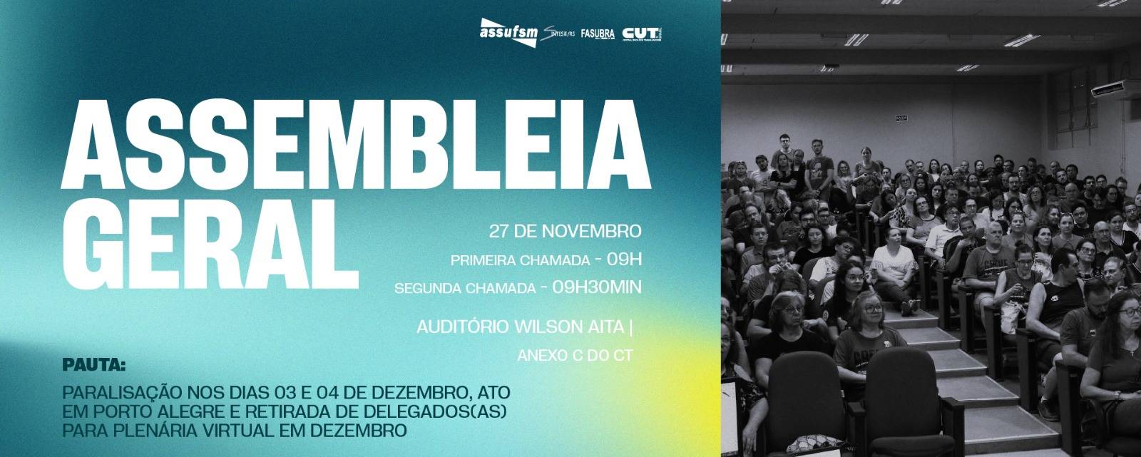 Assembleia no dia 27 de novembro tem debate sobre paralisação de 48h nos dias 3 e 4 de dezembro e retira delegação para Plenária Virtual da FASUBRA conforme deliberação da Federação