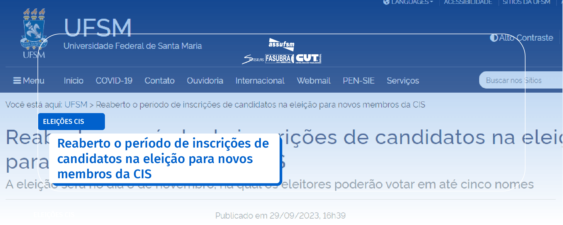 Reaberto o período de inscrições de candidatos na eleição para novos membros da CIS