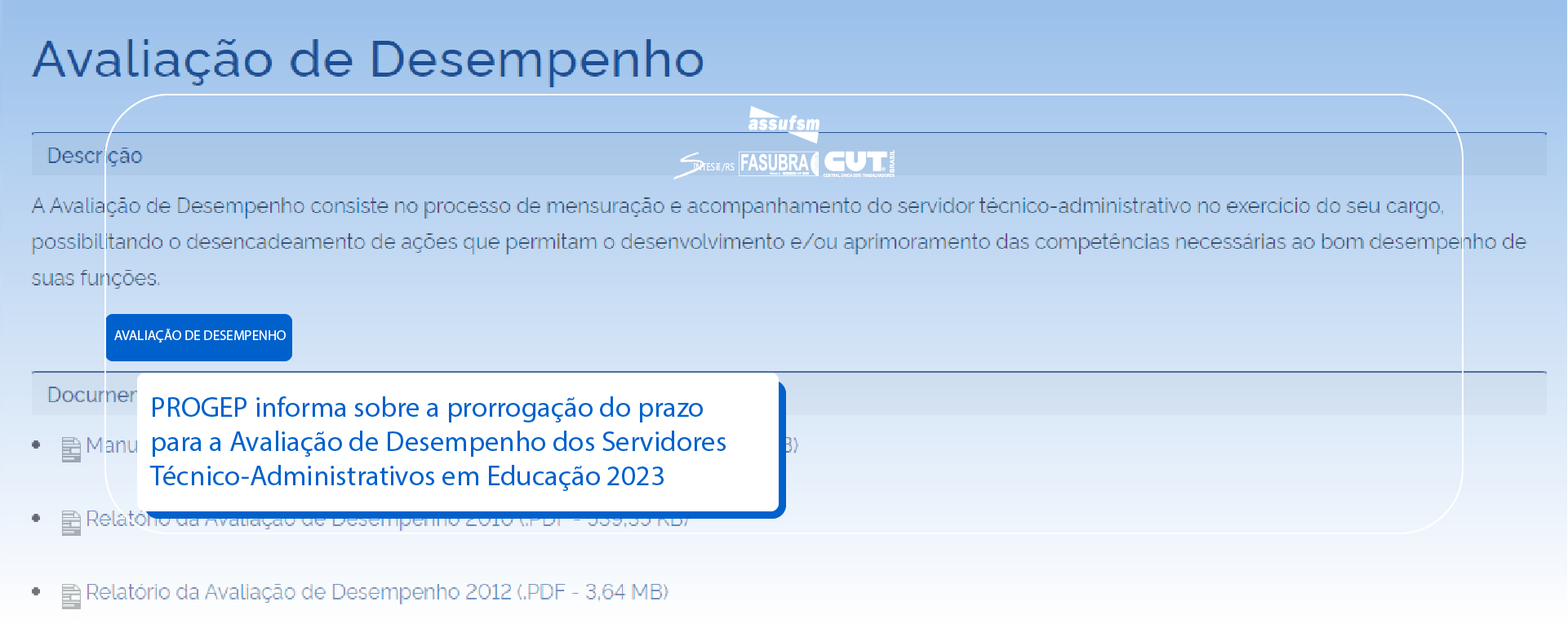 PROGEP informa sobre a prorrogação do prazo para a Avaliação de Desempenho dos Servidores Técnico-Administrativos em Educação 2023