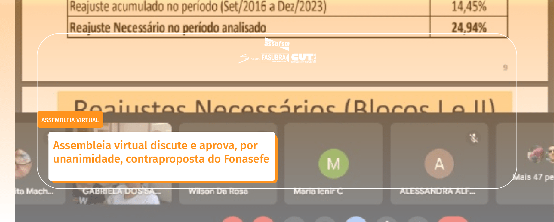 Assembleia virtual discute e aprova, por unanimidade, contraproposta do Fonasefe