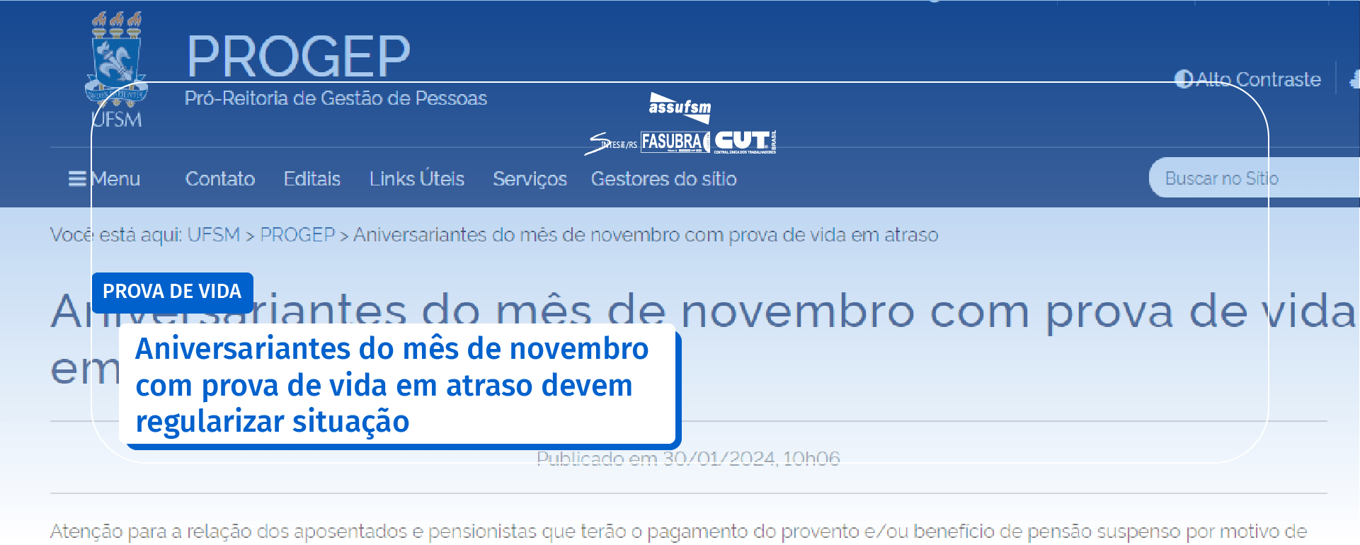 Aniversariantes do mês de novembro com prova de vida em atraso devem regularizar situação