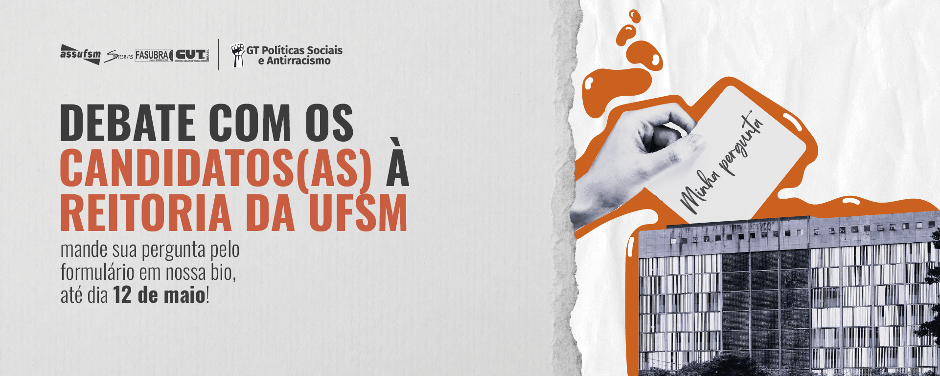 Assufsm realiza debate com candidatos(as) à Reitoria da UFSM e perguntas podem ser enviadas até 12 de maio