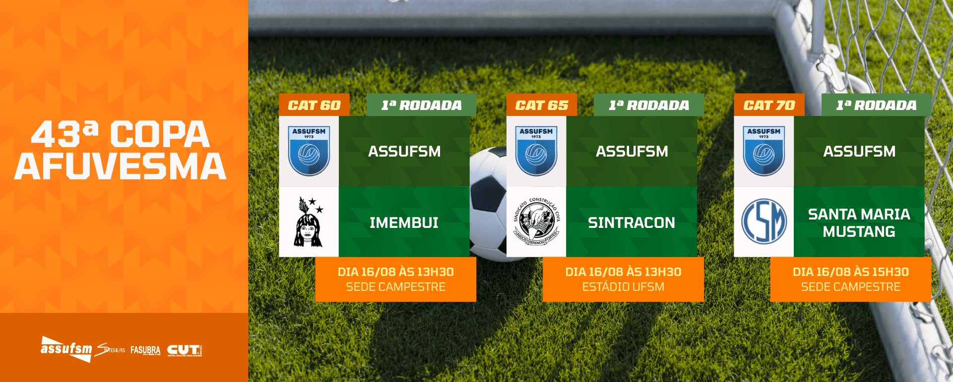 43° Campeonato da AFUVESMA – Confira os jogos da primeira rodada, no próximo sábado (16), na Sede Campestre e Estádio UFSM