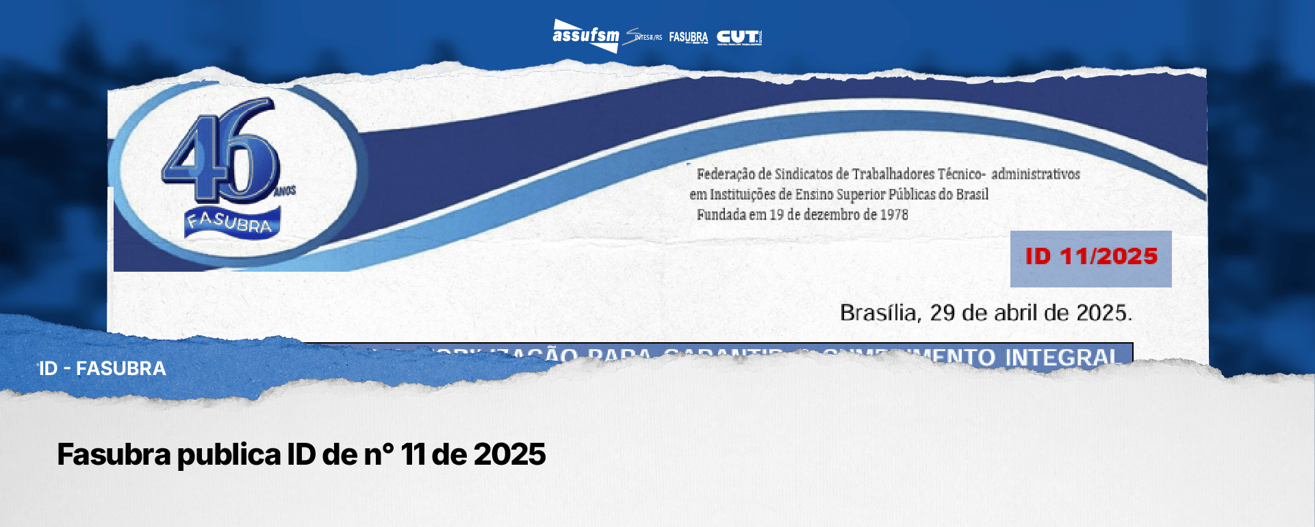 Fasubra publica ID de n° 11 de 2025