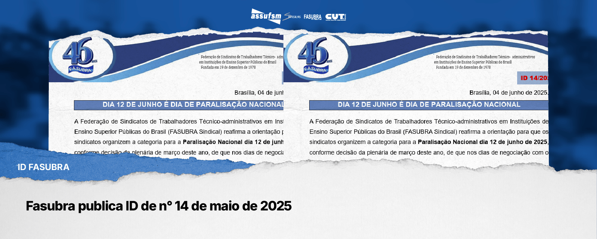 Fasubra publica ID de n° 14 de maio de 2025