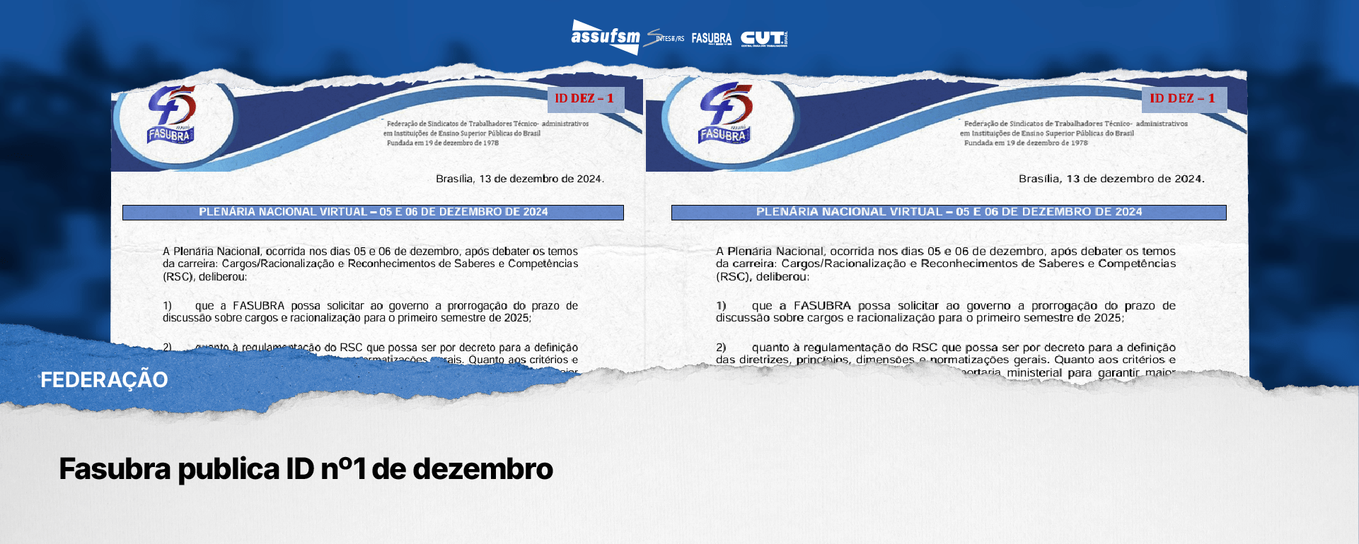 Fasubra publica ID nº1 de dezembro