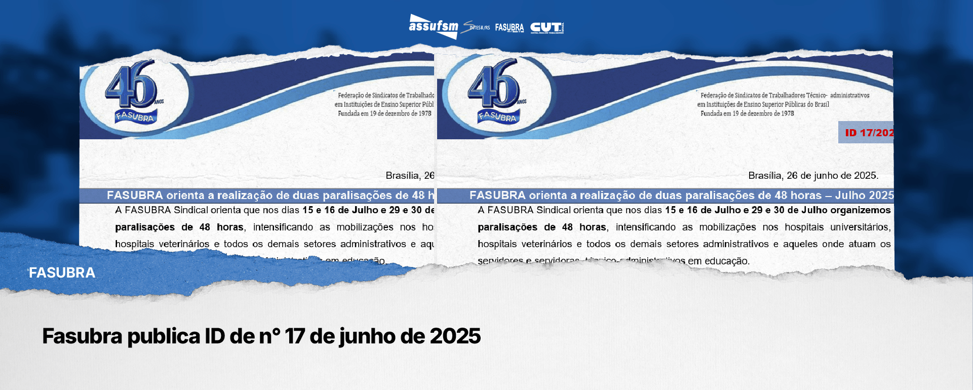 Fasubra publica ID de n° 17 de junho de 2025
