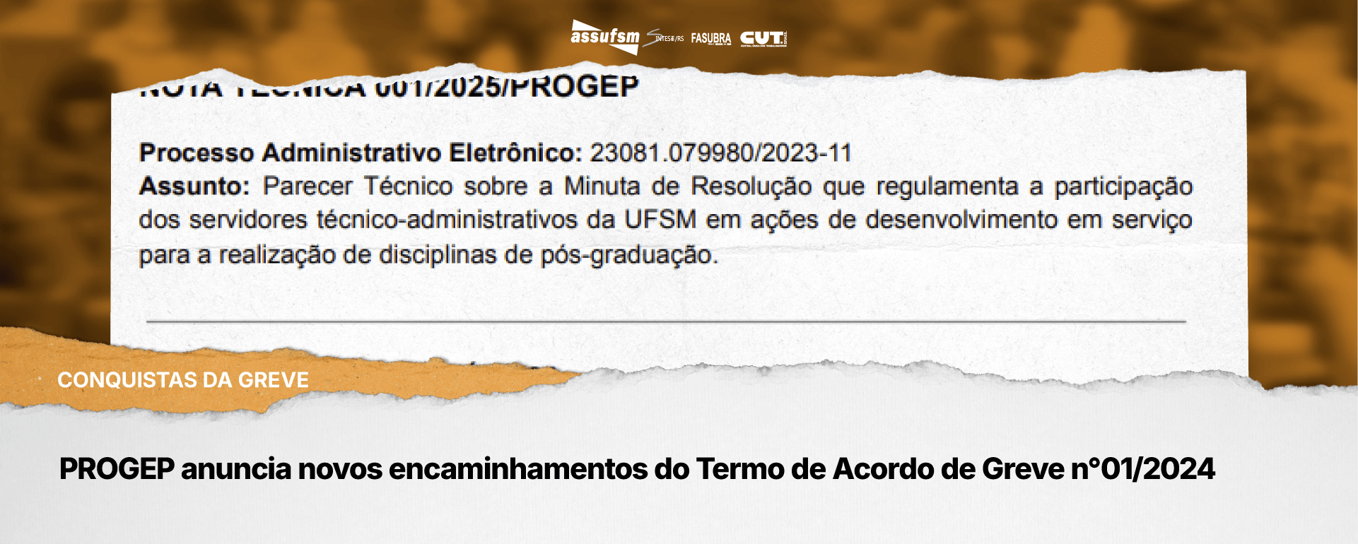 CONQUISTAS DA GREVE: PROGEP anuncia novos encaminhamentos do Termo de Acordo de Greve n°01/2024