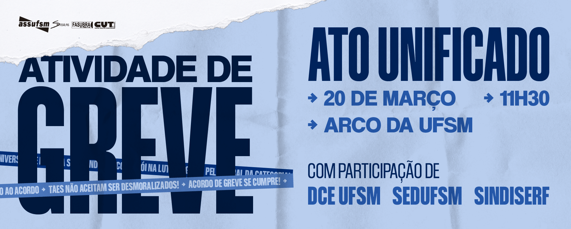 CLG realizará Ato Unificado da Educação no Arco da UFSM na sexta (20)