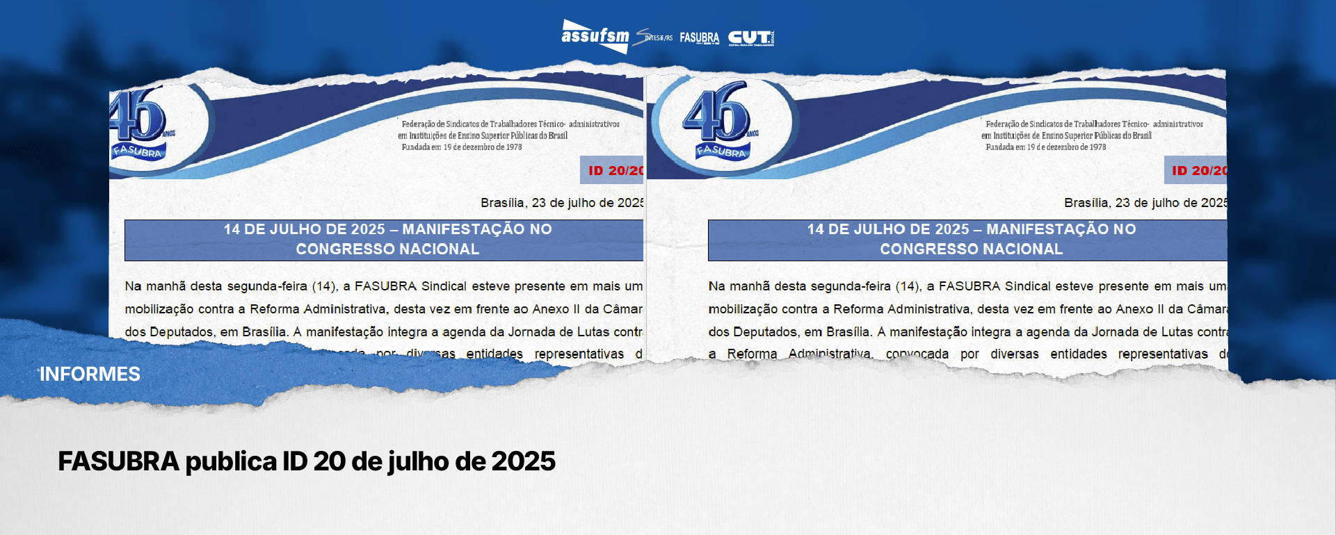 FASUBRA publica ID 20 de julho de 2025