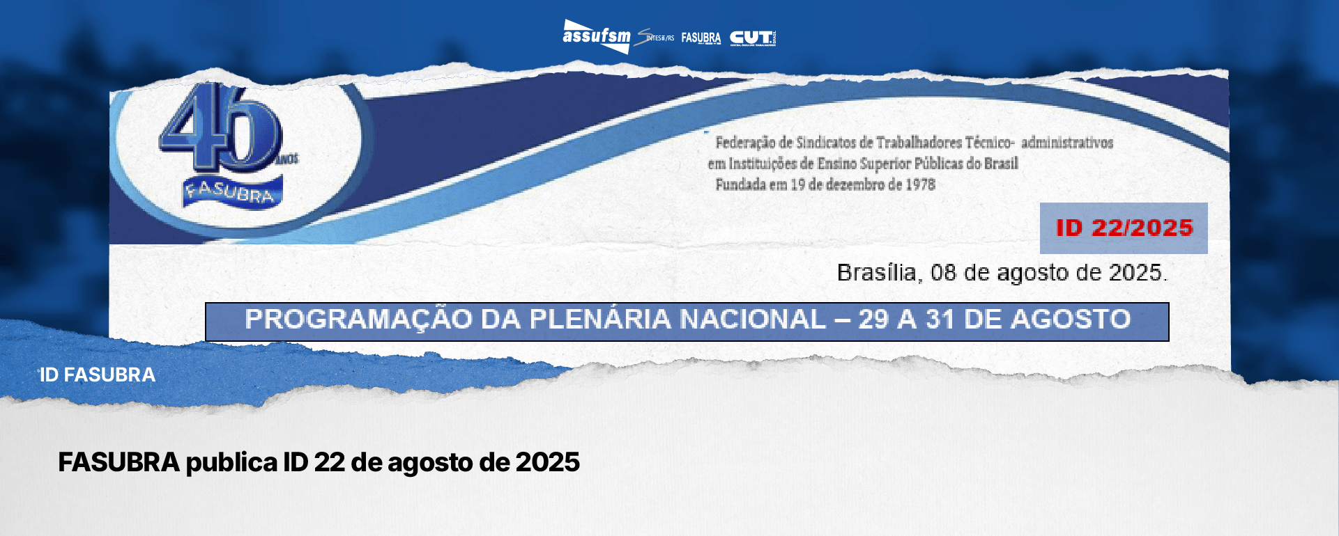 FASUBRA publica ID 22 de agosto de 2025