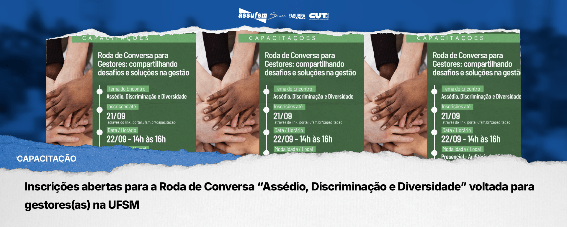 Inscrições abertas para a Roda de Conversa “Assédio, Discriminação e Diversidade” voltada para gestores(as) na UFSM