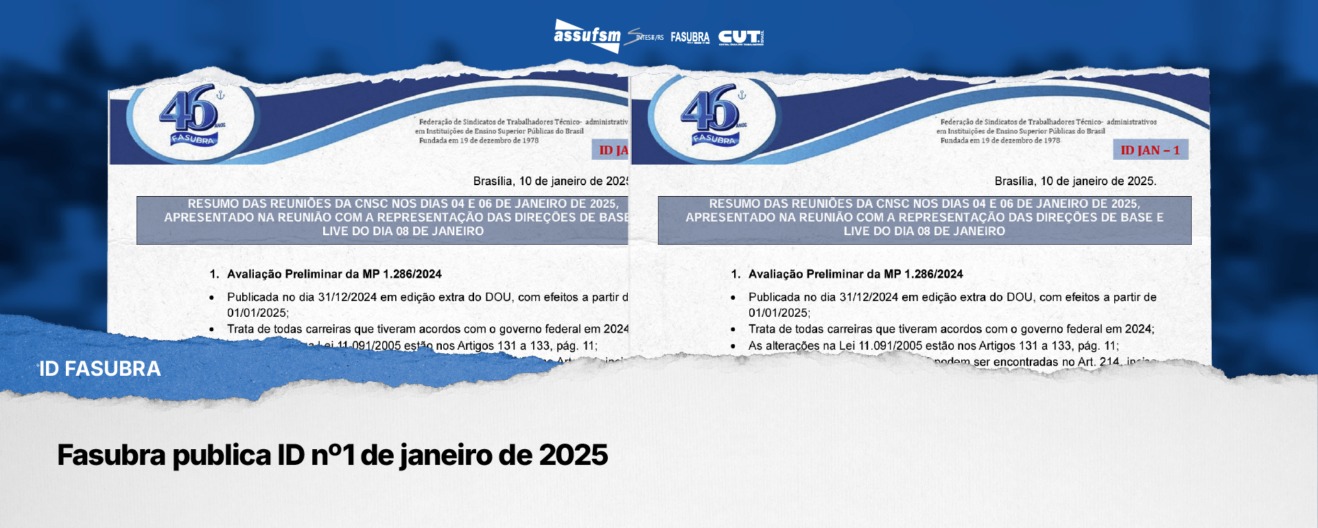 Fasubra publica ID nº1 de janeiro de 2025